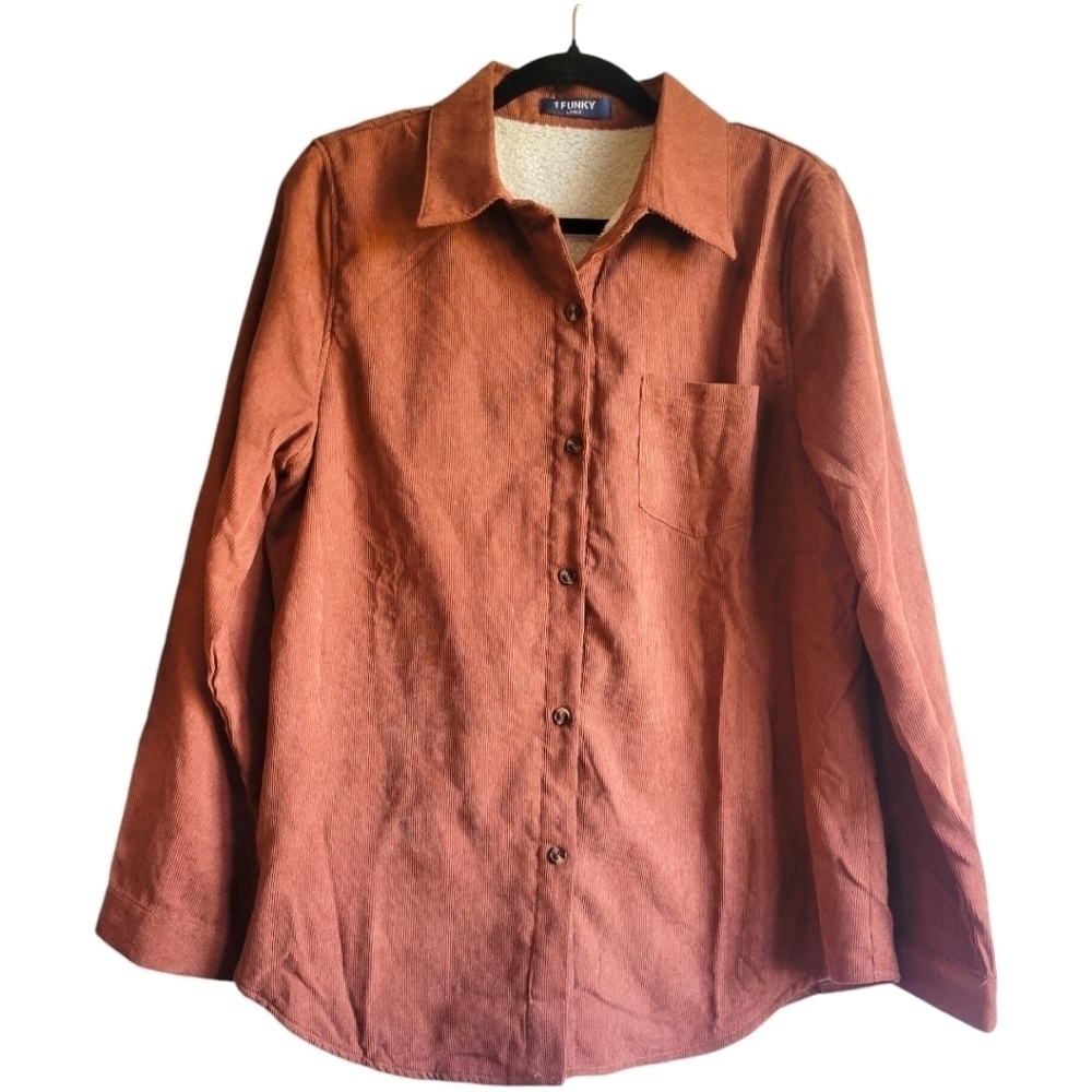 1FUNKY Soft Warm Button Up like Corduroy Shirt size Large